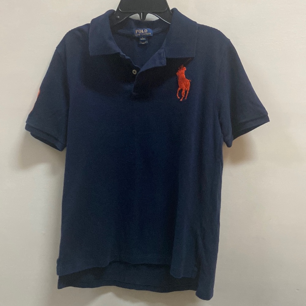 Ralph Lauren polo large boys collared shirt navy L 14-16
